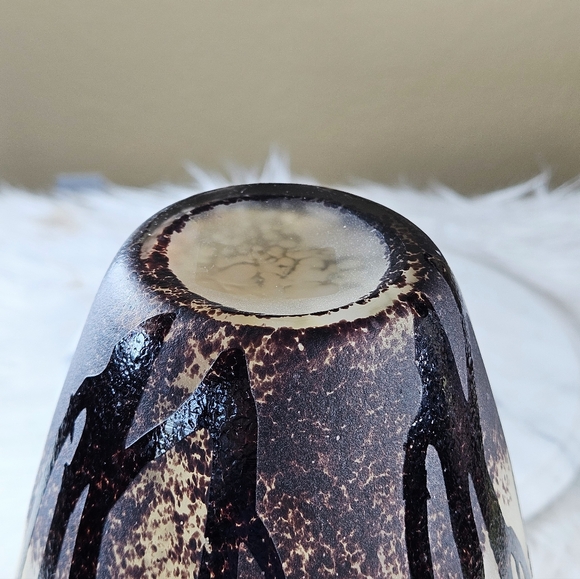 Acid Etched Cut Vase 12” Tall Trees Cameo Glass Amethyst Beige Art Nouveau Style - Picture 4 of 6